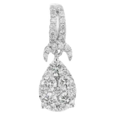 Moonlight Collection Pear Cluster Earrings: 0.46 Carat Diamond in 14K White Gold For Sale