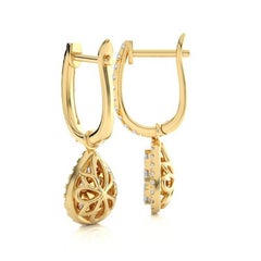 Moonlight Collection Pear Cluster Earrings: 0.46 Ctw Diamonds in 14K Yellow Gold