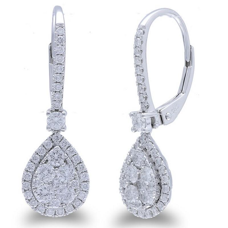 Diamonds: Adorning these earrings are 82 brilliant round diamonds, meticulously set to create a stunning pear-shaped cluster. Each diamond is carefully chosen for its exceptional brilliance and clarity, ensuring a radiant sparkle that catches the