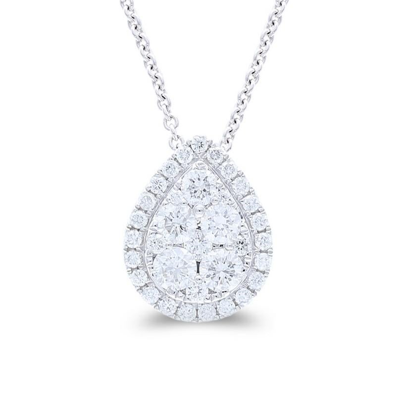 Taille ronde Pendentif en or blanc 14 carats collection Moonlight : diamants en forme de poire de 0,64 carat en vente