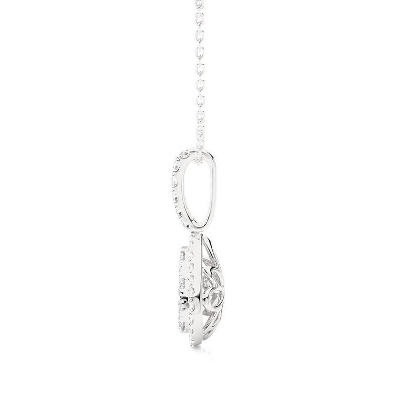 Round Cut Moonlight Collection Pear Cluster Pendant: 0.74 Carat Diamonds in 14K White Gold For Sale