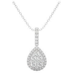 Moonlight Collection Pear Cluster Pendant: 0.74 Carat Diamonds in 14K White Gold