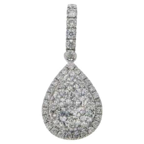 Moonlight Collection Pear Cluster Pendant: 1.05 Carat Diamonds in 14K White Gold For Sale