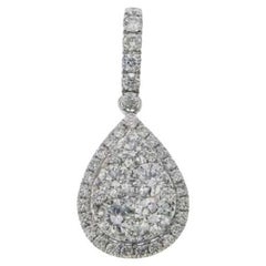 Moonlight Collection Pear Cluster Pendant: 1.05 Carat Diamonds in 14K White Gold