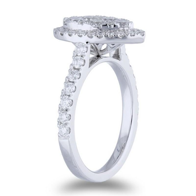 Moderno Anello a grappolo con pera Moonlight Collection: 1,2 carati di diamanti in oro bianco 14K in vendita