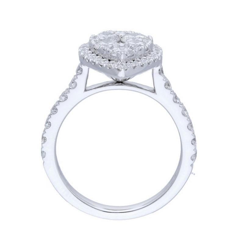 Taglio rotondo Anello a grappolo con pera Moonlight Collection: 1,2 carati di diamanti in oro bianco 14K in vendita
