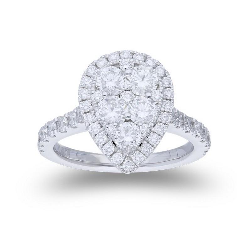 Moonlight Kollektion Birnen-Cluster-Ring: 1,2 Karat Diamanten in 14K Weißgold