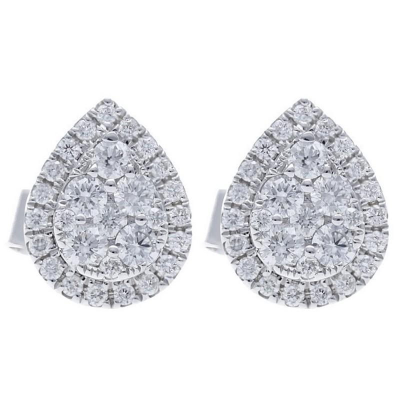 Modern Moonlight Collection Pear Cluster Studs: 0.58 Carat Diamonds in 14K White Gold For Sale