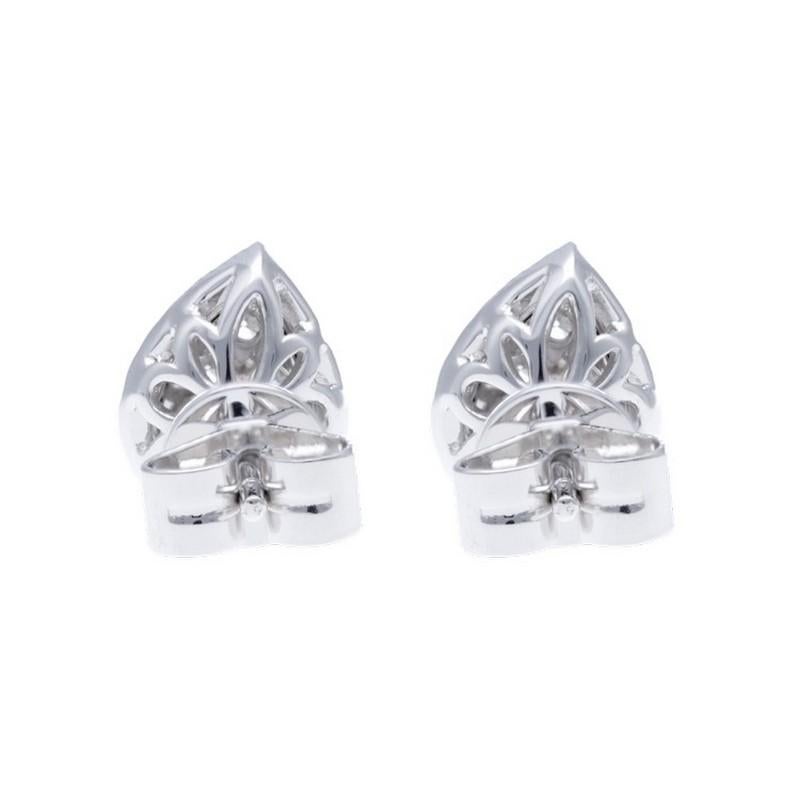 Round Cut Moonlight Collection Pear Cluster Studs: 0.58 Carat Diamonds in 14K White Gold For Sale