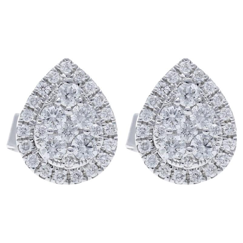 Moonlight Collection Pear Cluster Studs: 0.58 Carat Diamonds in 14K White Gold For Sale