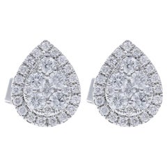 Moonlight Collection Pear Cluster Studs: 0.58 Carat Diamonds in 14K White Gold