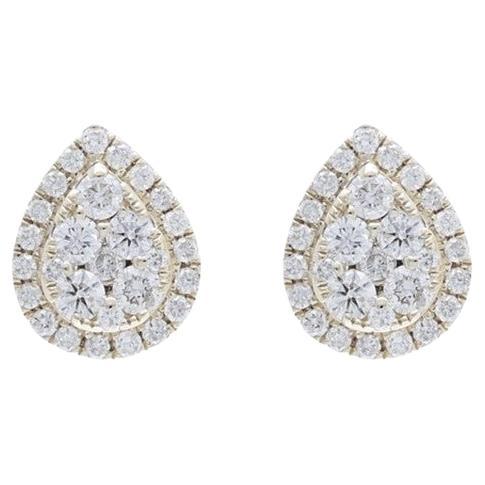 Moonlight Collection Pear Cluster Studs: 0.58 Carat Diamonds in 14K Yellow Gold