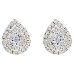 Moonlight Collection Pear Cluster Studs: 0.58 Carat Diamonds in 14K Yellow Gold