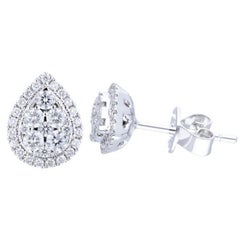 Moonlight Collection Pear Cluster Studs: 0.81 Carat Diamonds in 14K White Gold