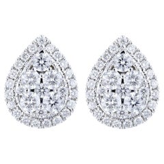 Moonlight Collection Pear Cluster Studs: 0.81 Carat Diamonds in 14K White Gold