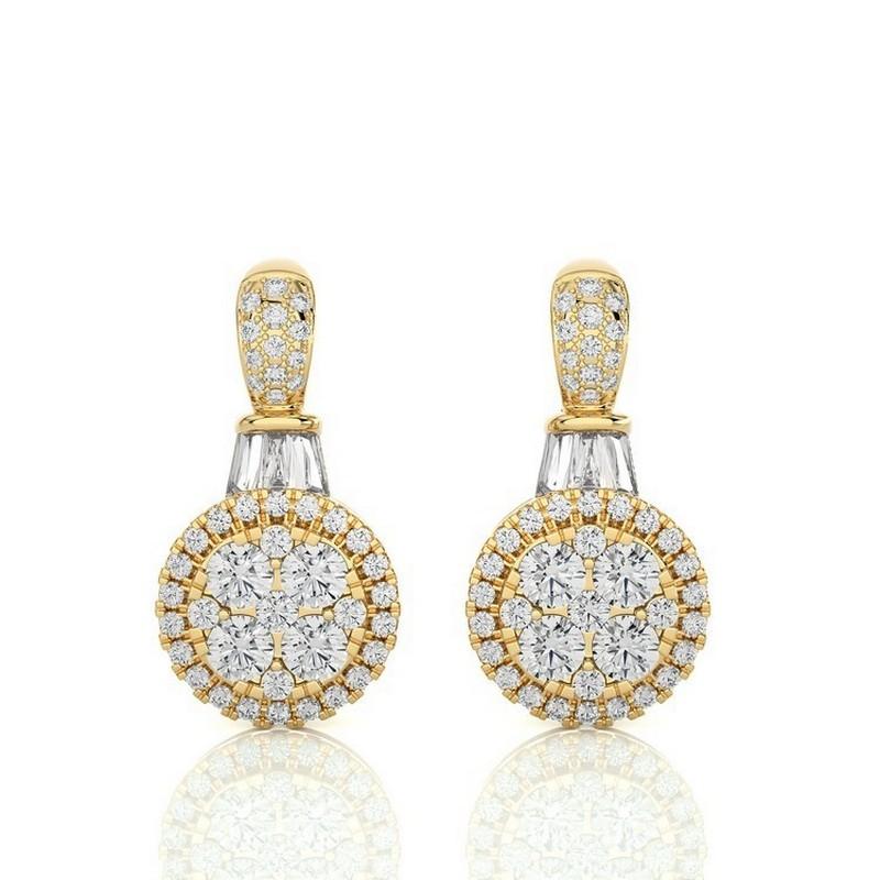 Boucles d'oreilles en or blanc 14 carats collection Moonlight : diamants ronds de 0,88 carat poids total en vente