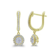 Moonlight Collection Round Cluster Earrings: 0.52 Ctw Diamond in 14K Yellow Gold