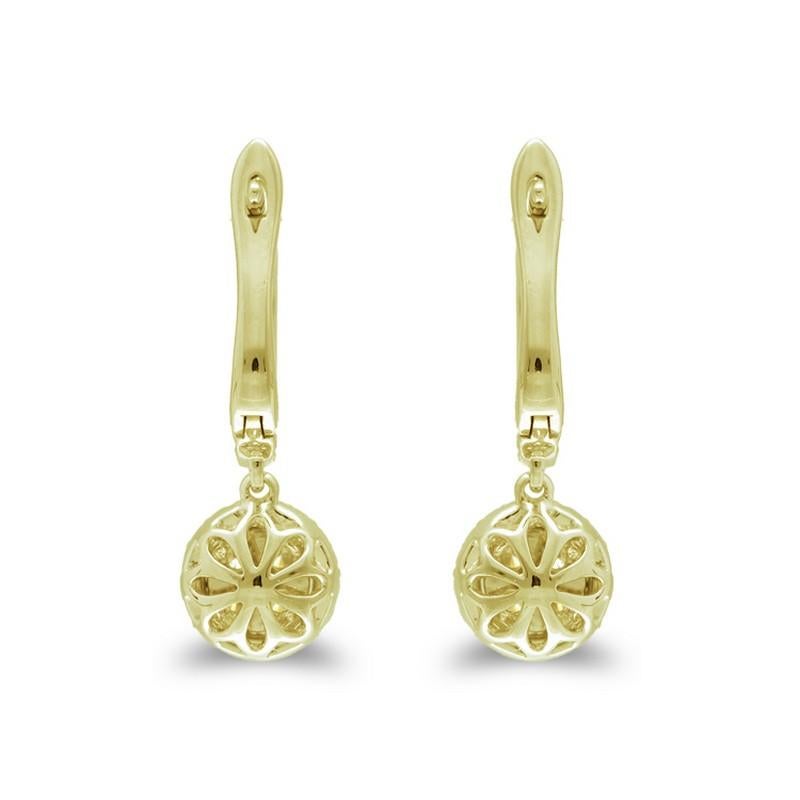 Taille ronde Boucles d'oreilles grappe rondes de la collection Moonlight : 0,52 carat poids total en or jaune 14 carats en vente