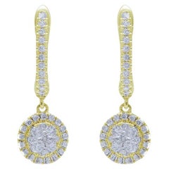 Boucles d'oreilles grappe rondes de la collection Moonlight : 0,52 carat poids total en or jaune 14 carats