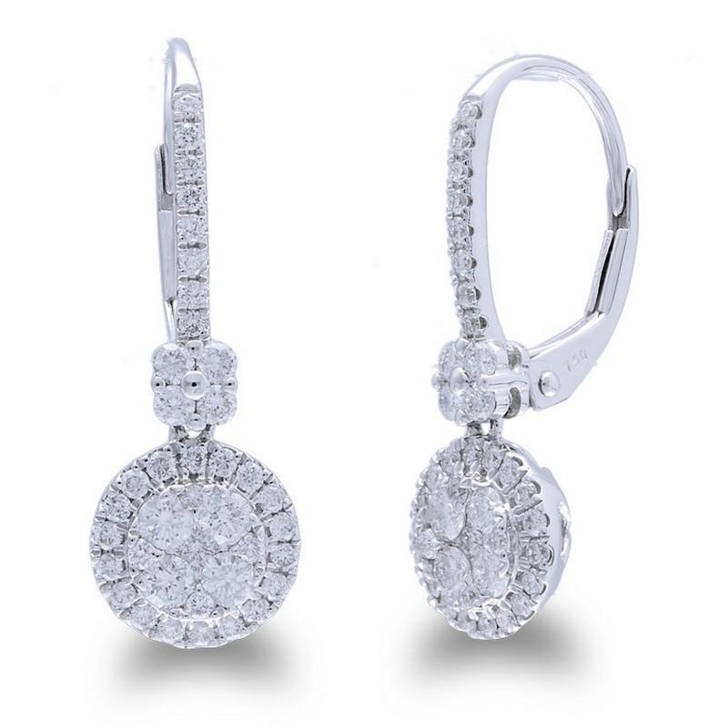 Diamond Total Carat Weight: These stunning earrings feature a total carat weight of 0.7 carats, adorned with a cluster of 78 round diamonds meticulously arranged to create a captivating design.


14K White Gold Setting: Crafted from lustrous 14K