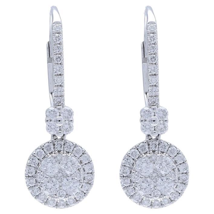 Moonlight Collection Round Cluster Earrings: 0.7 Carat Diamond in 14K White Gold