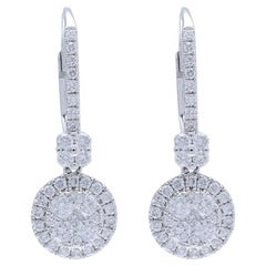 Moonlight Collection Round Cluster Earrings: 0.7 Carat Diamond in 14K White Gold