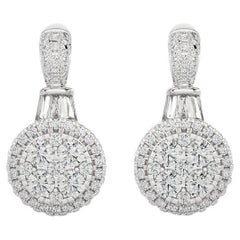 Moonlight Collection Round Cluster Earrings: 0.9 Carat Diamond in 14K White Gold