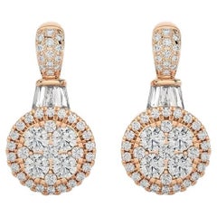 Moonlight Collection Round Cluster Earrings: 0.9 Carat Diamonds in 14K Rose Gold