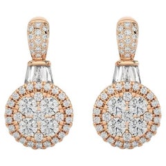 Orecchini a grappolo rotondi della Collection'S: Diamanti da 0,9 carati in oro rosa 14K