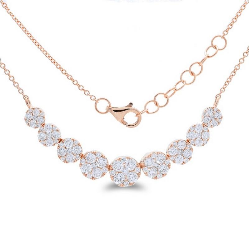 Taglio rotondo Collana a grappolo rotonda Moonlight Collection'S - Oro rosa 14K con 1,75ct  Diamante in vendita