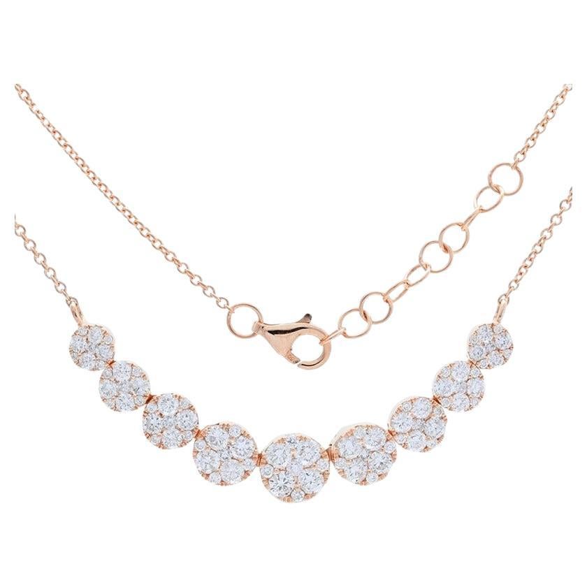 Moonlight Collection Round Cluster Necklace – 14K Rose Gold with 1.75ct  Diamond