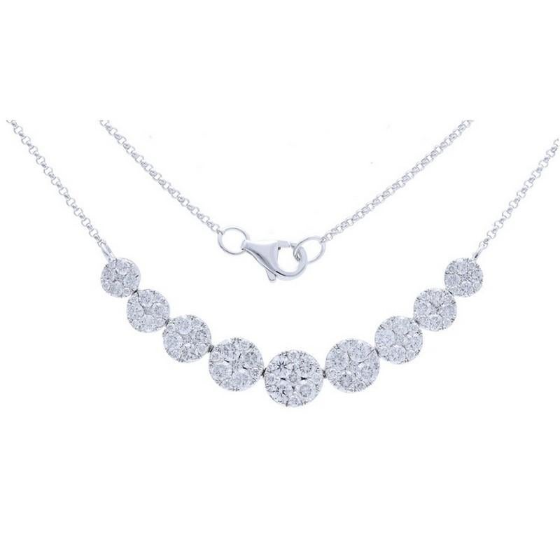 Collar de racimo redondo Moonlight Collection -Oro blanco de 14 quilates con 1,75 ct  Diamante Moderno en venta
