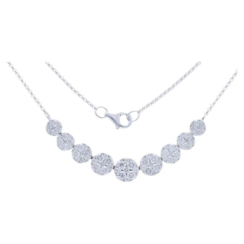 Moonlight Collection Round Cluster Necklace –14K White Gold with 1.75ct  Diamond