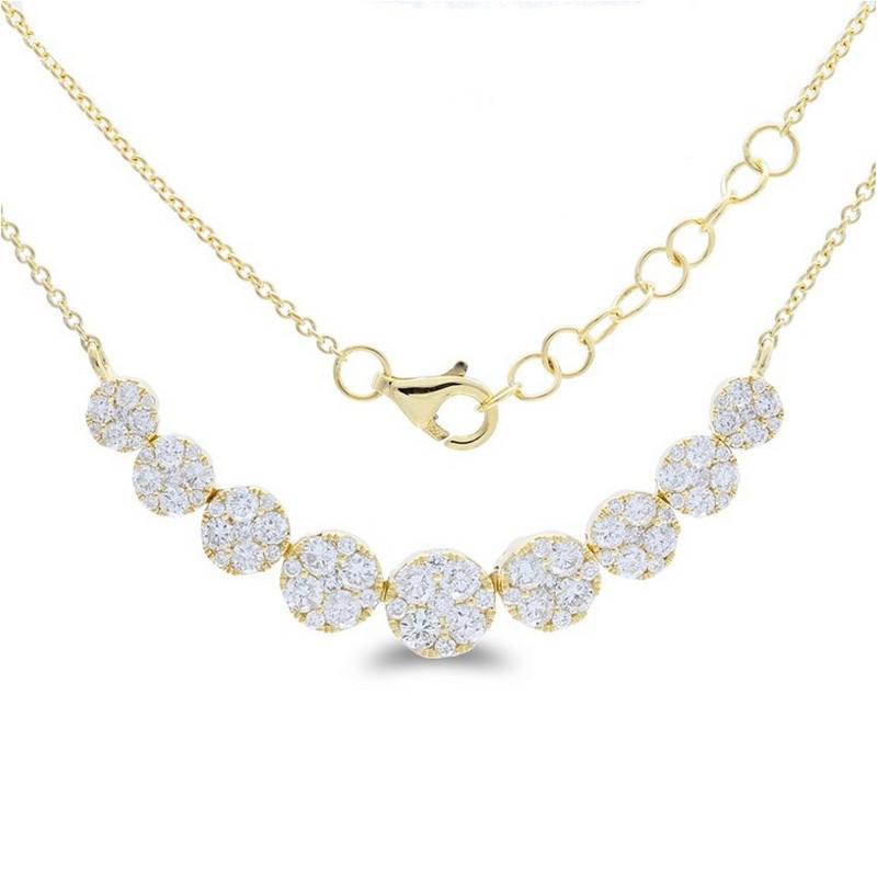 Taille ronde Collection Moonlight Collier à grappes rondes en or jaune 14K avec 1,75ct  Diamant en vente