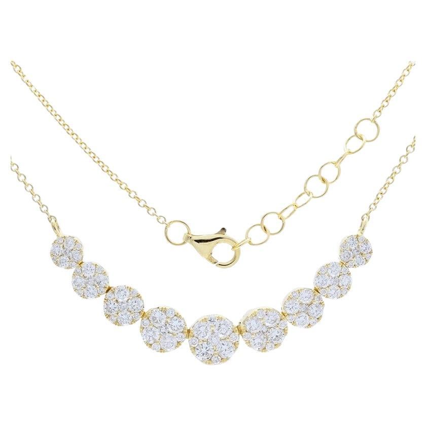 Moonlight Collection Round Cluster Necklace–14K Yellow Gold with 1.75ct  Diamond