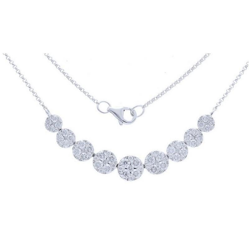 Taglio rotondo Collana a grappolo rotondo Moonlight Collectional in oro bianco 18 carati con 1,75 carati  Diamante in vendita