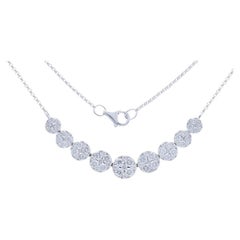 Moonlight Collection Round Cluster Necklace–18K White Gold with 1.75ct  Diamond