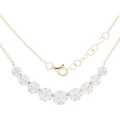 Collection Moonlight Collier à grappes rondes en or jaune 18K avec 1,75ct  Diamant