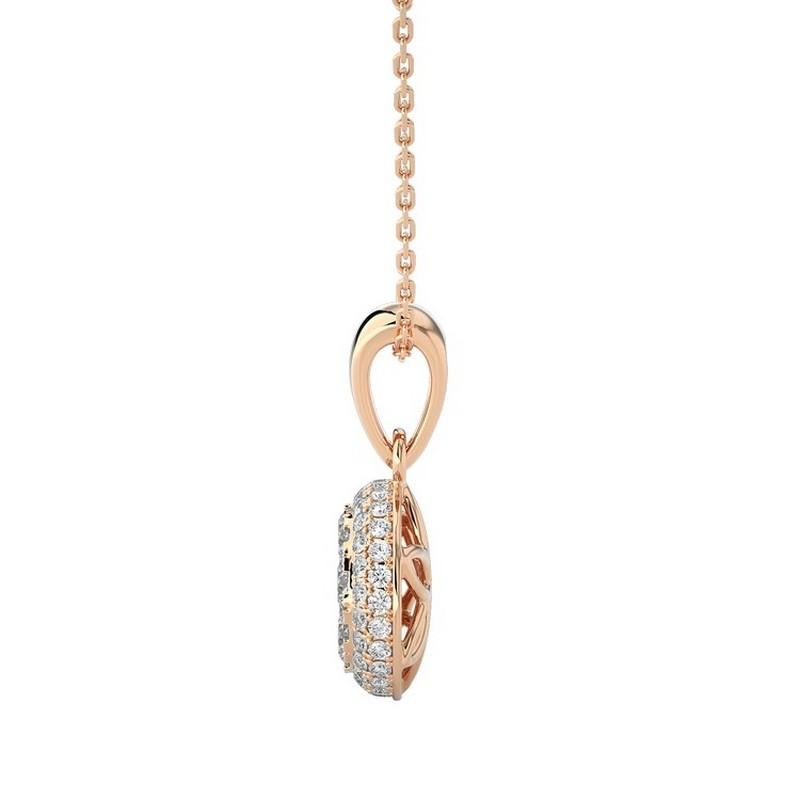 Modern Moonlight Collection Round Cluster Pendant: 1.16 Carat Diamonds in 18K Rose Gold For Sale