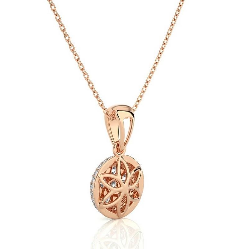 Round Cut Moonlight Collection Round Cluster Pendant: 1.16 Carat Diamonds in 18K Rose Gold For Sale