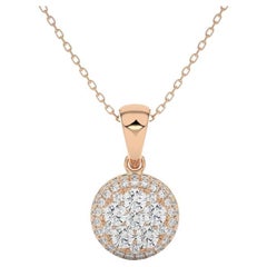 Moonlight Collection Round Cluster Pendant: 1.16 Carat Diamonds in 18K Rose Gold