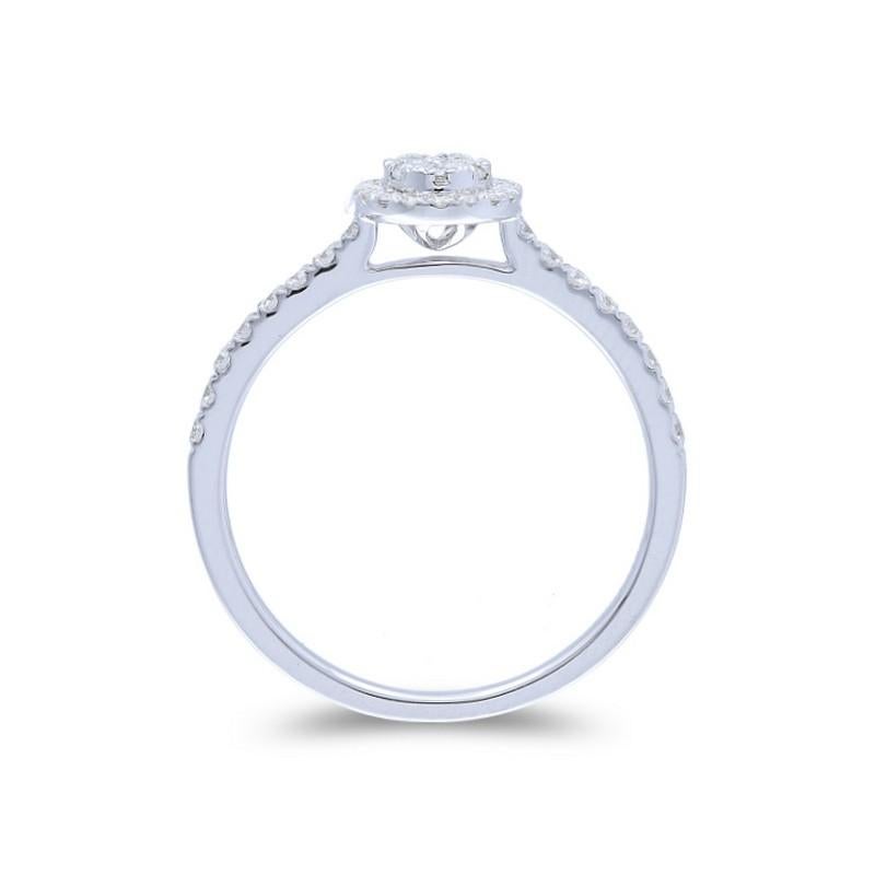 Modern Moonlight Collection Round Cluster Ring: 0.4 Carat Diamonds in 18K White Gold For Sale