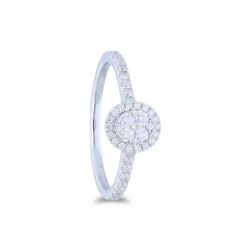 Round Cut Moonlight Collection Round Cluster Ring: 0.4 Carat Diamonds in 18K White Gold For Sale
