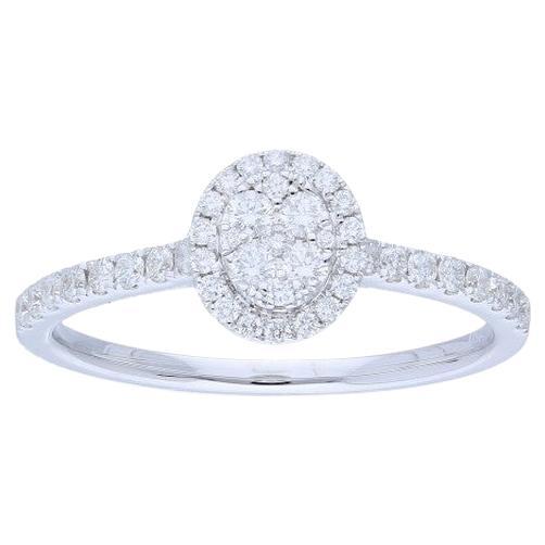 Moonlight Collection Round Cluster Ring: 0.4 Carat Diamonds in 18K White Gold For Sale