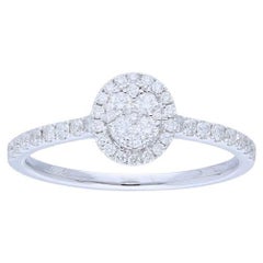 Moonlight Collection Round Cluster Ring: 0.4 Carat Diamonds in 18K White Gold