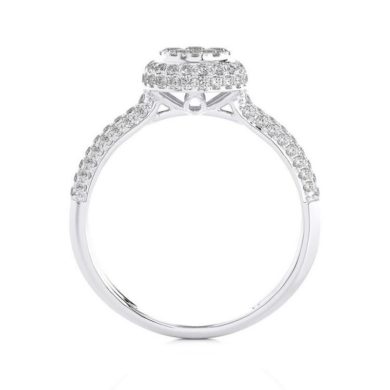 Modern Moonlight Collection Round Cluster Ring: 0.64 Carat Diamonds in 14K White Gold For Sale