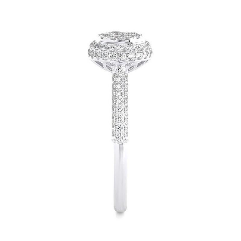 Bague grappe ronde de la collection Moonlight : diamants 0,64 carat en or blanc 14 carats Neuf - En vente à New York, NY