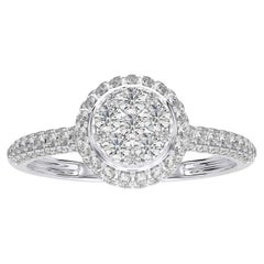 Moonlight Collection Round Cluster Ring: 0.64 Carat Diamonds in 14K White Gold