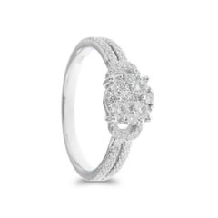Moonlight Collection Round Cluster Ring: 0.75 Carat Diamonds in 14K White Gold