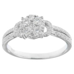 Bague grappe ronde de la collection Moonlight : diamants 0,75 carat en or blanc 14 carats